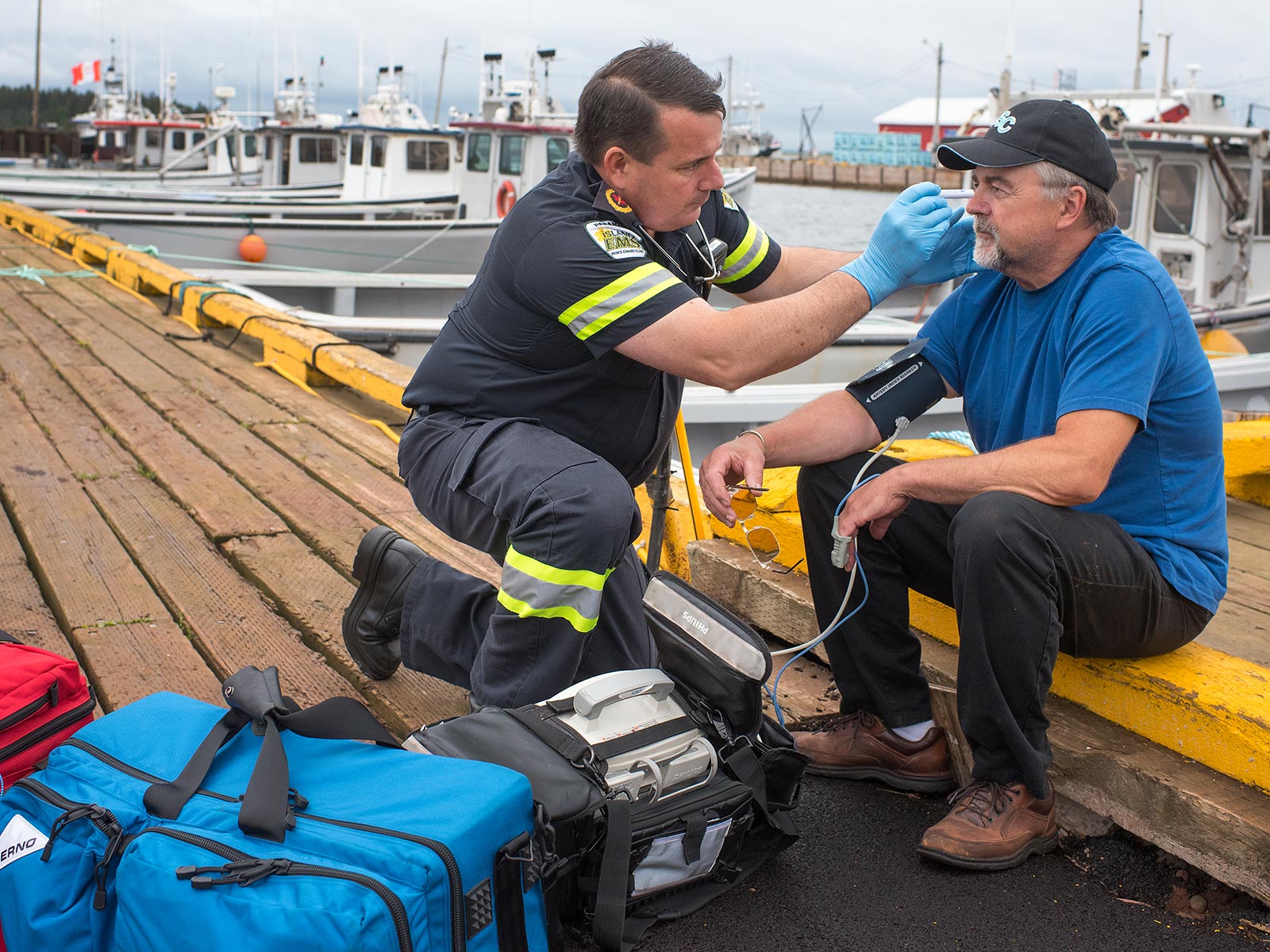 Paramedic with a person who is hurt